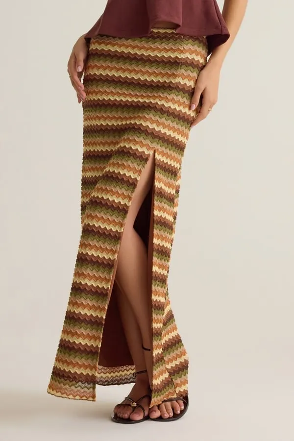 Alter’d State Lizzy Crochet Striped Chevron Knit Maxi Skirt & Halter Top Set NWT medium - Image 6
