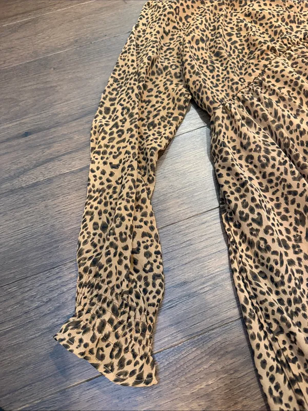 Kori America Leopard Print Chiffon Dress Size XL - C20-023 - Image 4
