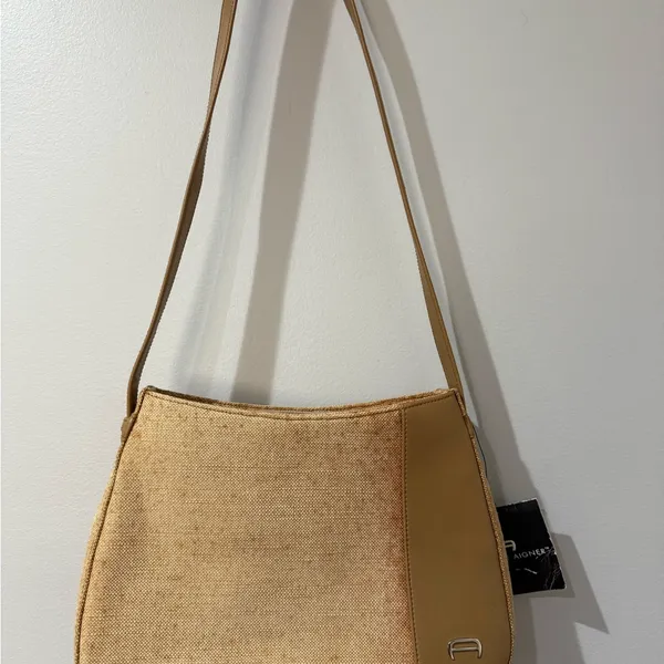 Etienne Aigner Womens Beige Bag Straw Woven‎ City Cottage Core Tan See Photos - Image 2