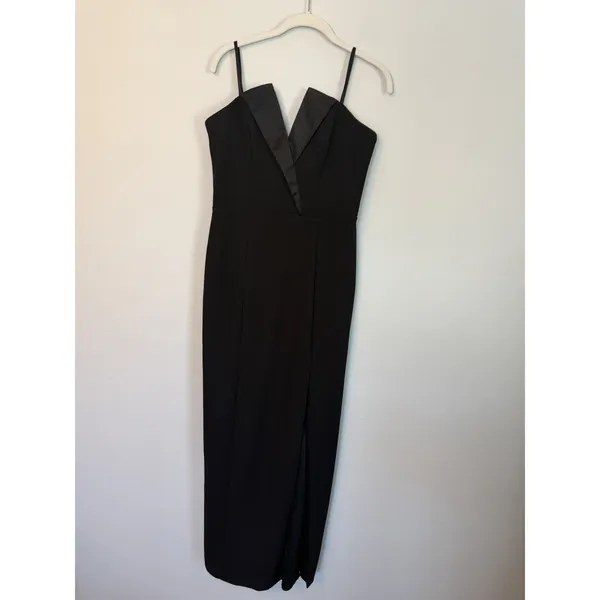 Betsy & Adam Black Tux Detail Strapless Column Gown Size 10 $239 NEW - Image 2