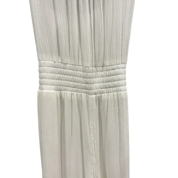 NWT prAna Fernie Wide Leg Jumpsuit M White Beach Crinkle Modal Resort Boho - Image 7