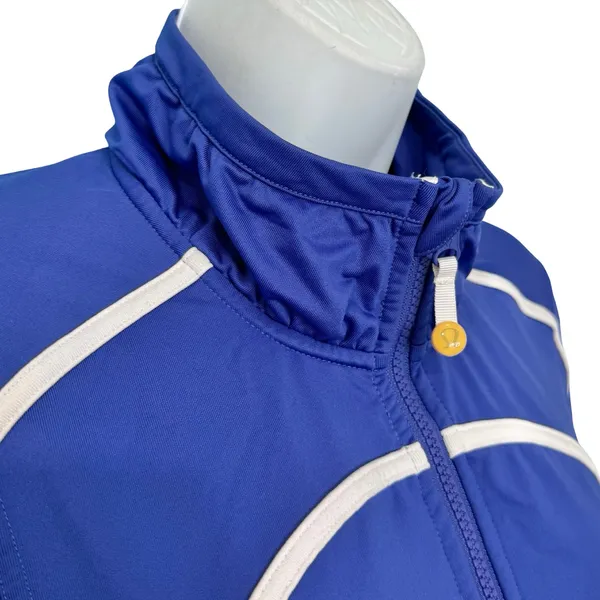 Lululemon Asana Blue Zip Up Track Jacket White Piping Thumbholes Size S / M - Image 5