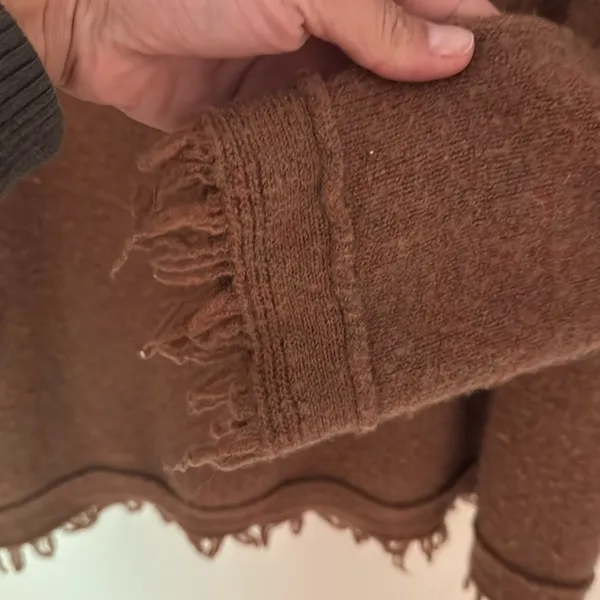 Free People‎ Oversized Brown Wool Linen Sweater Size Small - Image 4