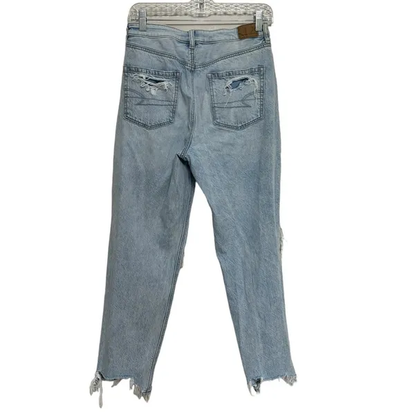 American Eagle Destroyed Light Wash Mom Jean Comfort Stretch Waist - Size 6 - Image 2