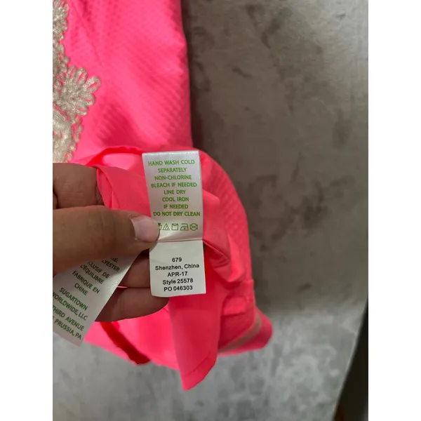 Lilly Pulitzer Junie Shift Dress Coral‎ Reef Pink & Gold Size 4 Cotton - Image 7