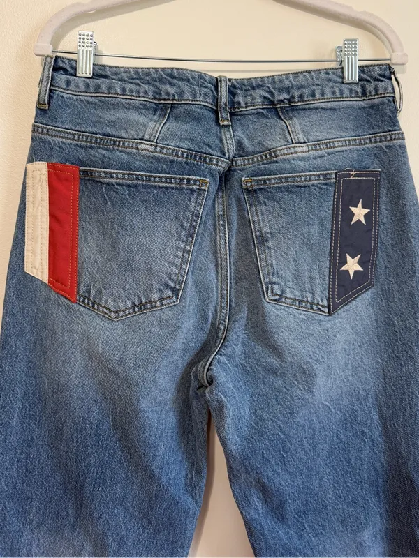 Free People Betsy USA Flare Jeans Flag RARE We the Free Size 30 Women’s NEW NWOT - Image 8