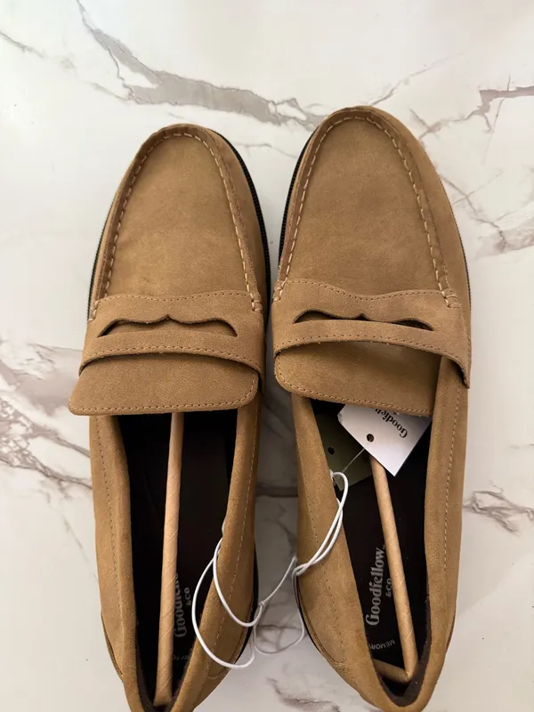 Title Men’s Tan Suede Penny Loafers – Classic Tan Slip-On Dress Casual Shoes Size 12 NWT - Image 4