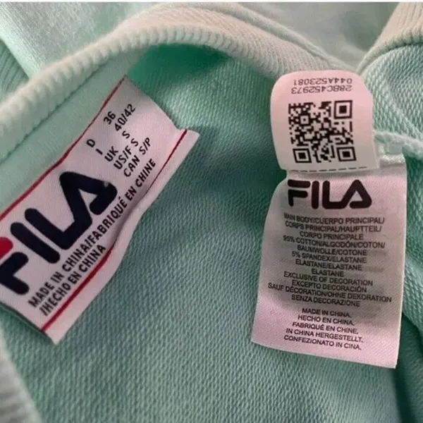 Fila Womens French Terry Crewneck Sweatshirt Size S Pastel Mint Green Pullover - Image 2