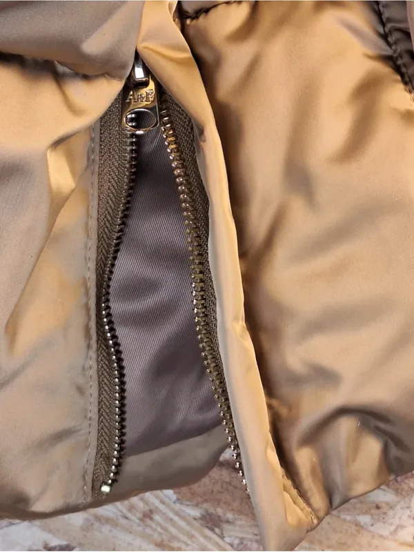 Abercrombie & Fitch Ultra Mid Puffer Jacket S Gold Hooded Après Ski Y2K Gorpcore - Image 8