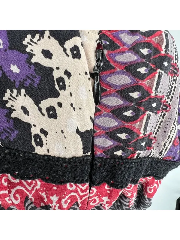 Kimchi Blue Silk Boho Chic Artsy Mini Dress Purple Black Multi Size Small - Image 7