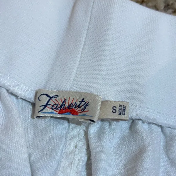 Faherty Size S Small Arlie Day Pant Joggers White Linen Blend - Image 4