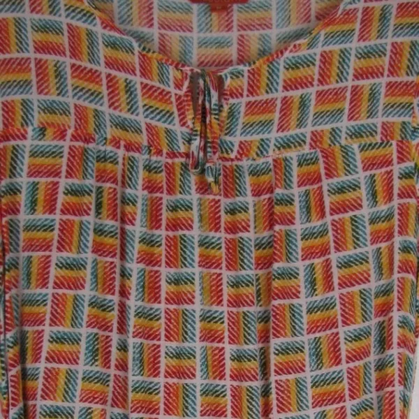 ModCloth Geometric Print Blouse L Retro Boho Teacher Artsy - Image 5