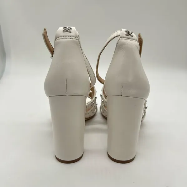 Sam Edelman Heels Womens 5.5 White Leather Yasha‎ Studs Strappy Heels Sandals - Image 9