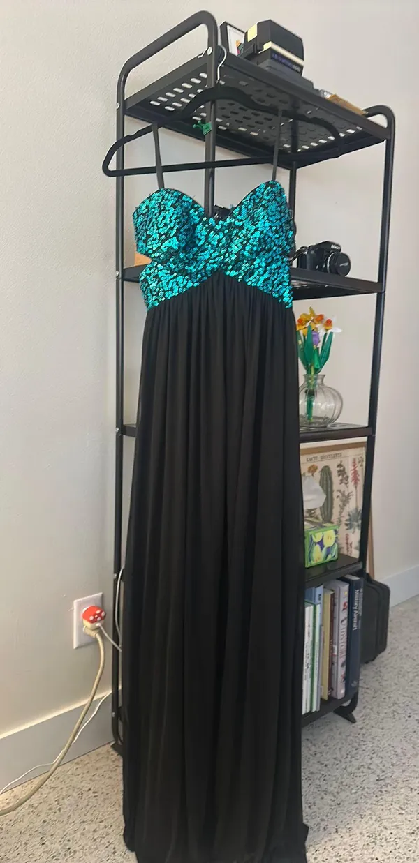 Strapless sequin top floor length gown Blue Size 2 - Image 6