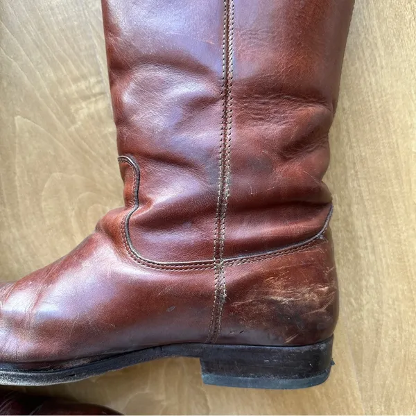 Frye Melissa Button Brown Leather Cognac Tall Riding Boots, Women’s Size 7 - Image 9
