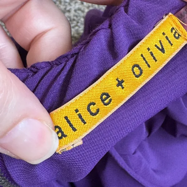 Alice & Olivia Purple Silk Deep V Mini Dress Womens XS Classic Luxury Y2K - Image 8