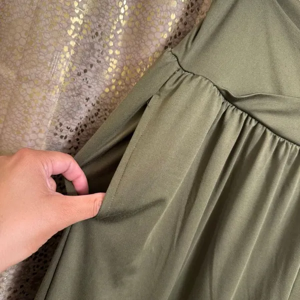 TARSE Olive Green Comfy Crossover Waist Stretchy Lounge Pants XL - Image 5