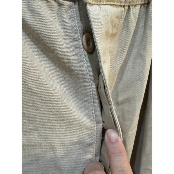 Free People High Rise Super Wide Leg Cuffed Khaki Trousers Pleated Size Large - Image 4