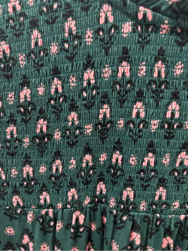 Boden Green Smocked Floral Blouse size 8 - Image 6