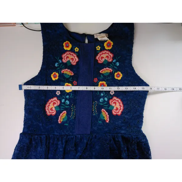 Altar'd‎ State Blue Lace Embroidered Floral Boho Mini Dress Sleeveless Large - Image 5