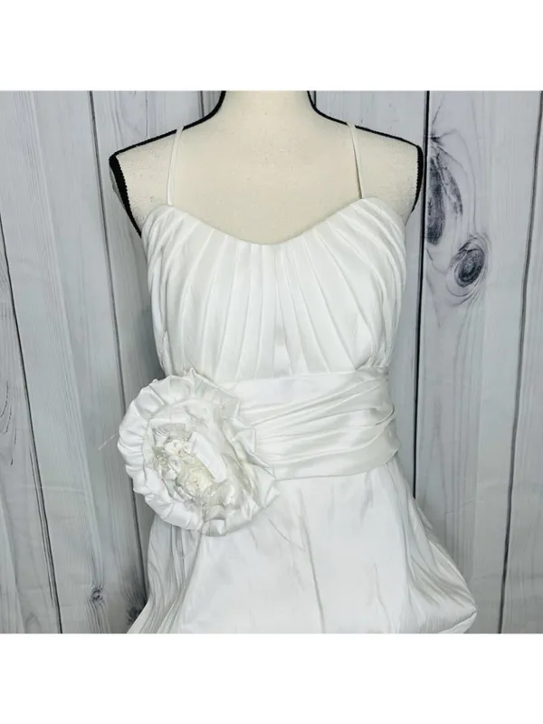 Wtoo Wedding Cotillion Dress Sz 14 Worn Once Pleated Floral Applique Sweetheart - Image 2