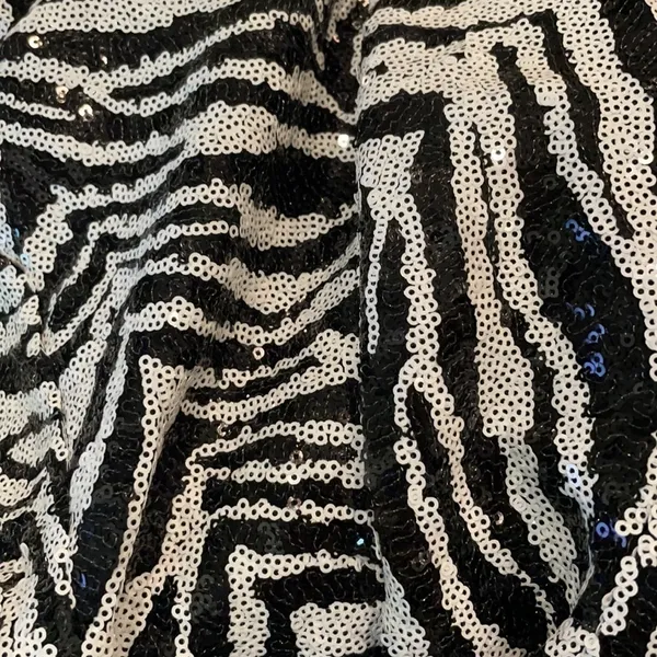 LPA Pinched Wrap Sequins Mini‎ Dress in Zebra Black White Sz XS - Image 5