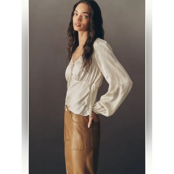 Anthropologie Pilcro The Rylan Faux-Leather Relaxed High-Rise Flare Pants - Image 4