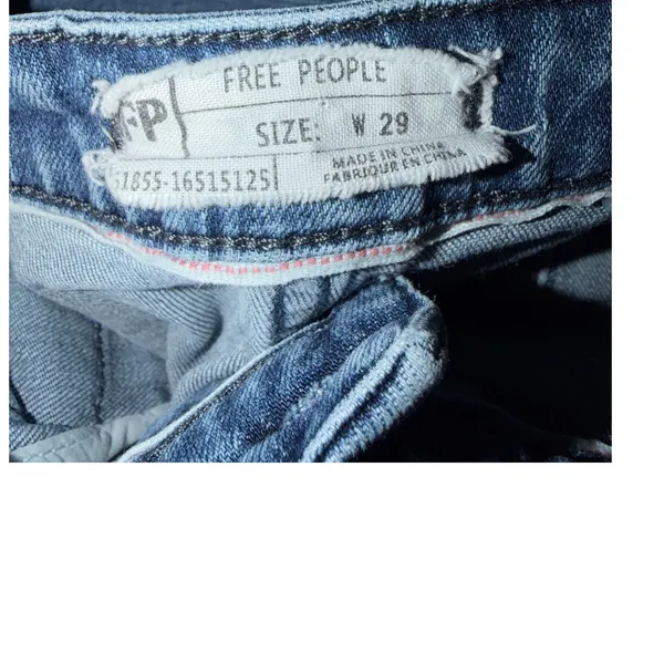 Free People Straight High Rise Tapered Cropped Denim Blue Jeans Size 29 - Image 5