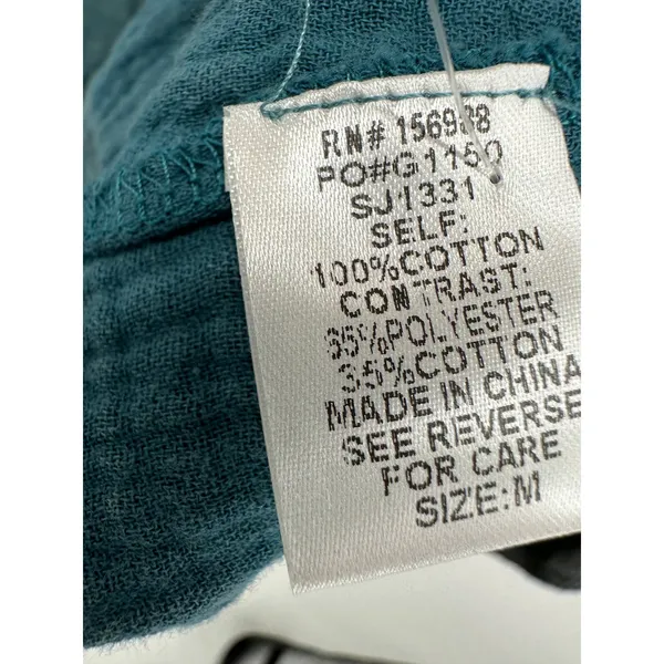 Sewn + Seen Whiskey Shacket Teal Blue‎ Cotton Gauze Mixed Media Waffle Knit Sz M - Image 8