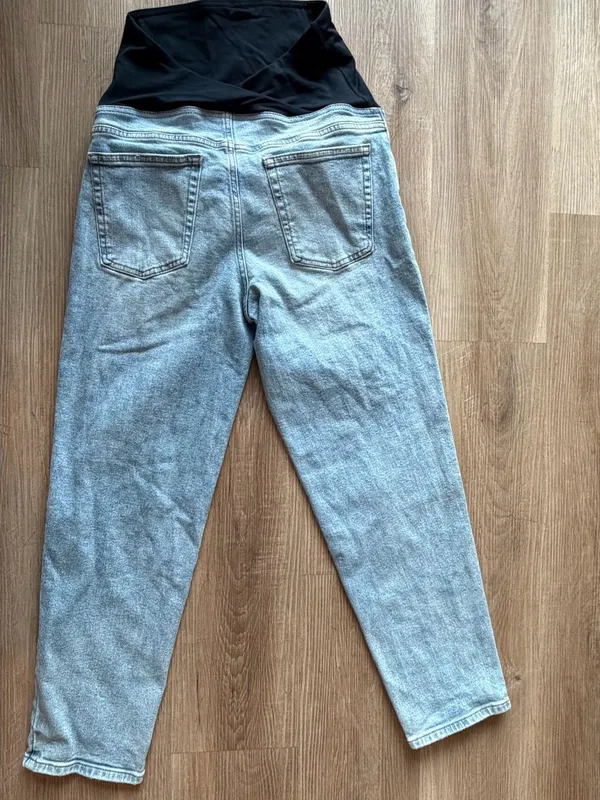 Light Blue‎ Maternity Jeans with Stretch Waistband - Image 5