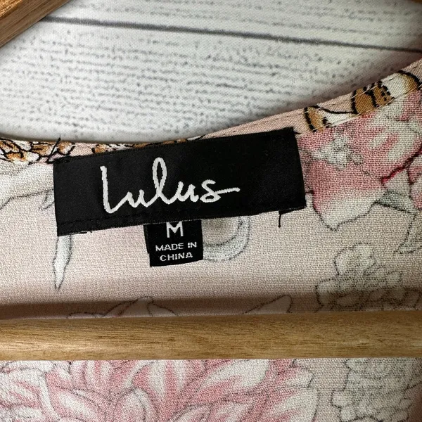 Lulus Floral Wrap Dress Best In Bloom Blush Tassel Sleeveless V-Neck Mini M NEW - Image 8