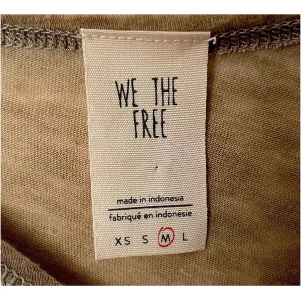 Free People We The Free Cinch Me Tee Top Khaki Beige Ruched Waist Size M Cotton - Image 8