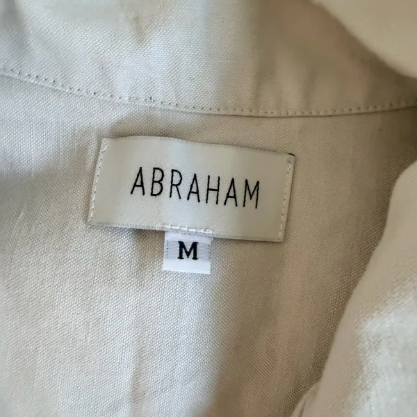 Abraham Utility Jacket Size M Beige Cotton Button Down Shirt Size M - Image 2