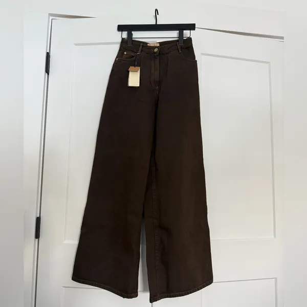 $275 New Sessun Dalt Brown Wide leg High Rise Jean - US 24 (34) - Image 8