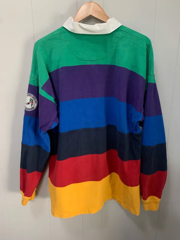 Rowing Blazers x Lands' End Multicolored Striped Rugby Long Sleeve Shirt XL - Image 3