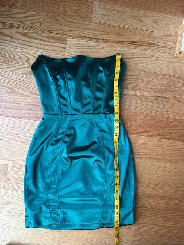 NWT Superdown Revolve Teal Satin Corset Mini Dress XS Homecoming Semi Formal - Image 6