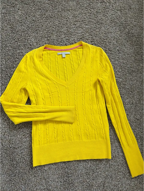 Yellow Cable Knit Y2K Sweater - Image 4