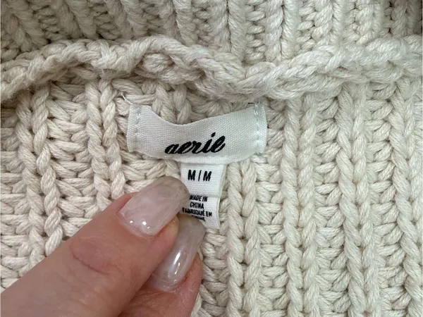 aerie 100% Cotton Cropped Zip-Up Striped Sweater in Cream, Mustard, Purple, Navy - Image 5