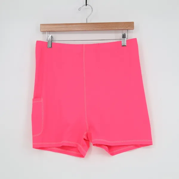 Womens Neon Pink Athletic Compression Shorts with Side Pocket Size Large - Image 2