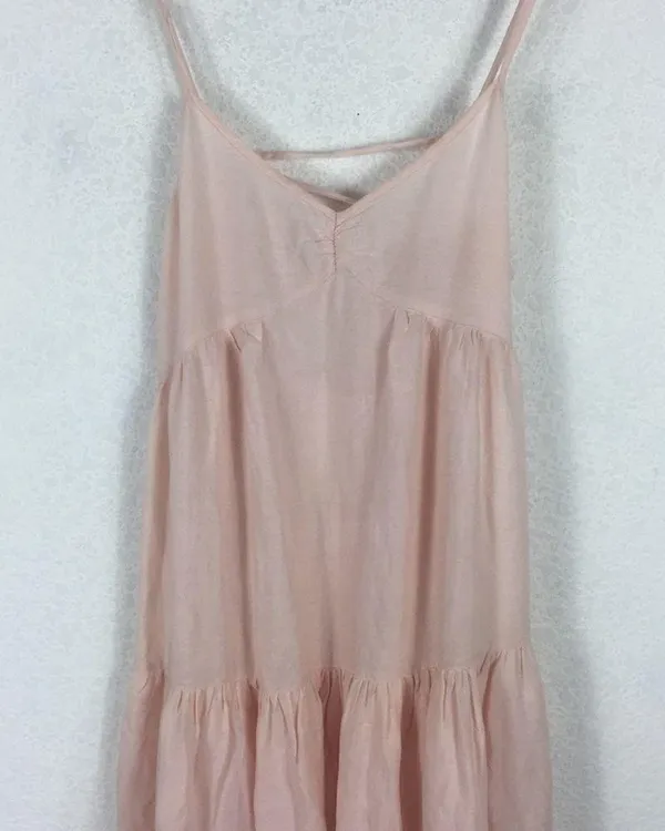 Urban Outfitters Harper Pink Tiered Lace-Up Babydoll Dress Small - Image 8