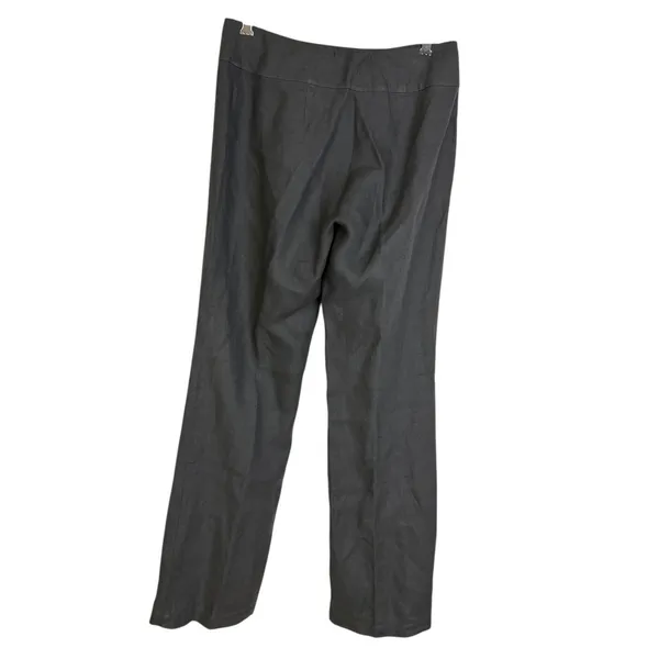 Eileen Fisher Linen Pants Womens 4 Gray Wide Pleated Career Trousers 32" - Image 2