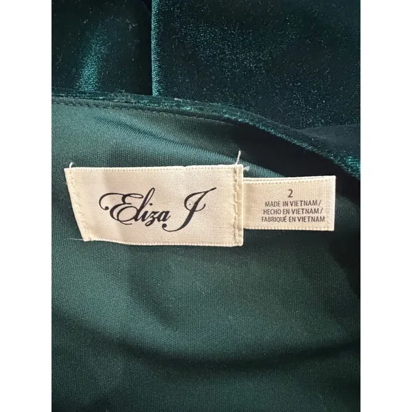 Eliza J Green Dark Velvet Dress Ruched Front Size 2 Fairy Grunge Goth Holiday - Image 8
