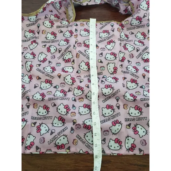 Hello Kitty Chic Kawaii Eco Friendly Trendy Packable Sturdy Reusable Nylon Bag - Image 3
