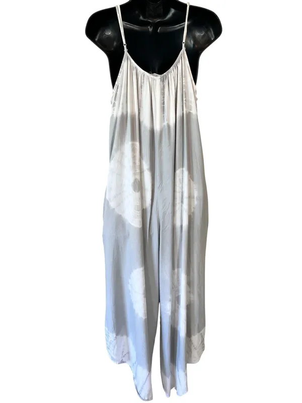 Three Birds Nest Cotton Light Grey Tie Dye Flowy Jumpsuit - Image 12