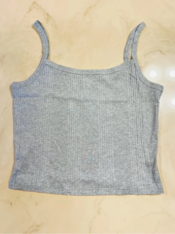 VICTORIA’S SECRET PINK Multi Rib Cami Tank Medium Grey Scoop Neck Fitted XL - Image 3