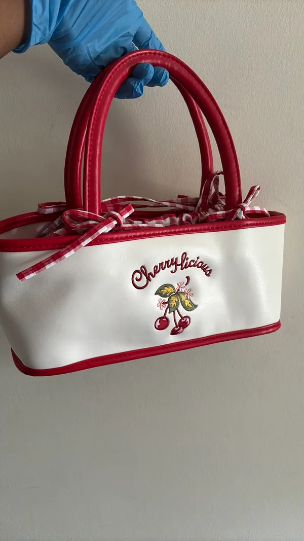 Handbag Cherrylicious White Red Gingham 🍒 - Image 13