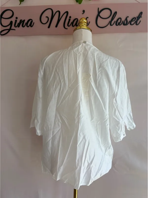 Komili Women's White Embroidered Cotton Blouse XL - Image 2