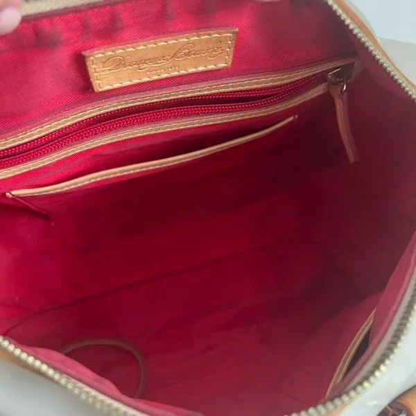 Dooney & Bourke Patent Leather Barrel Satchel in Taupe/Putty gray Vachetta Trim - Image 11