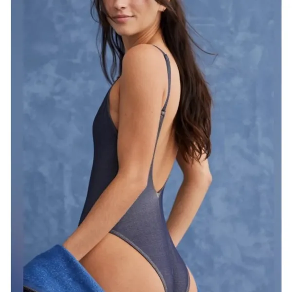 NEW Aerie Match Made in Denim One Piece Swimsuit size medium - Image 2