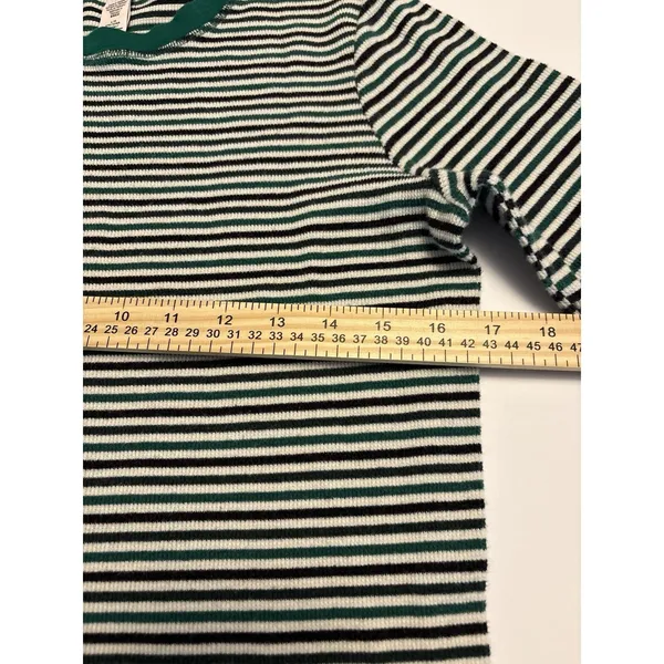 Victoria's Secret Pajama Set Women L Green Striped Thermal Lounge Sleepwear Set - Image 8